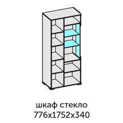 Аллегро-10 Шкаф 2дв. (со стеклом) (дуб крафт золотой-камень темный) в Набережных Челнах - naberezhnye-chelny.mebel24.online | фото 2