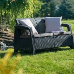 Диван пластиковый Корфу (Corfu love seat) графит в Набережных Челнах - naberezhnye-chelny.mebel24.online | фото 2