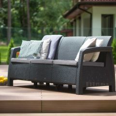 Диван пластиковый Корфу Макс (Corfu love seat max) графит в Набережных Челнах - naberezhnye-chelny.mebel24.online | фото 3