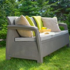 Диван пластиковый Корфу Макс (Corfu love seat max) капучино - песок в Набережных Челнах - naberezhnye-chelny.mebel24.online | фото 3