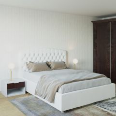 Кровать Берлин с ПМ 1200 (экокожа белая) в Набережных Челнах - naberezhnye-chelny.mebel24.online | фото 2