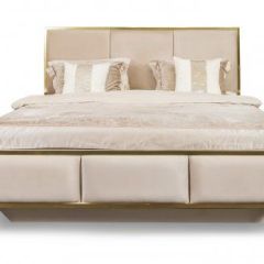 Кровать Lara 1600 с мягким изголовьем + основание (бежевый глянец) в Набережных Челнах - naberezhnye-chelny.mebel24.online | фото 2