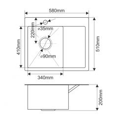 Мойка HD5851L MELANA ProfLine 3,0/200 САТИН врезная прямоугольная с коландером HD5851L в Набережных Челнах - naberezhnye-chelny.mebel24.online | фото 2