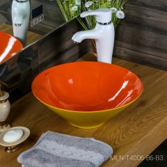 Накладная раковина melana mln-t4006-b6+b3 (желто-красная) в Набережных Челнах - naberezhnye-chelny.mebel24.online | фото