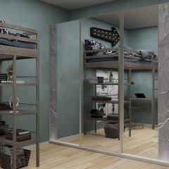 Шкаф-купе 1950 серии SILVER S3+S1+S3Z B22+PL2 (по 2 ящика лев/прав+1штанга+1 полка) профиль «Серебро» в Набережных Челнах - naberezhnye-chelny.mebel24.online | фото