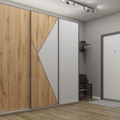 Шкаф-купе 2100 серии SOFT D2+D7+D3+B22+PL2 (по 2 ящика лев/прав+1штанга+1полка) профиль «Графит» в Набережных Челнах - naberezhnye-chelny.mebel24.online | фото
