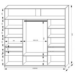 Шкаф-купе 2100 серии SOFT D2+D7+D3+B22+PL2 (по 2 ящика лев/прав+1штанга+1полка) профиль «Графит» в Набережных Челнах - naberezhnye-chelny.mebel24.online | фото 3