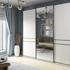 Шкаф-купе 2400 серии SOFT D5+D4+D5+B22+PL3 (по 2 ящика лев/прав+2штанги) профиль «Графит» в Набережных Челнах - naberezhnye-chelny.mebel24.online | фото