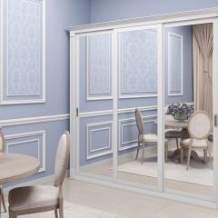 Шкаф-купе 2450 серии NEW CLASSIC K1+K1+K1+B22+PL4 (по 2 ящика лев/прав+F обр.штанга) профиль «Капучино» в Набережных Челнах - naberezhnye-chelny.mebel24.online | фото