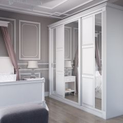 Шкаф-купе 2450 серии NEW CLASSIC K6Z+K1+K6+B22+PL2 (по 2 ящика лев/прав+1 штанга+1 полка) профиль «Капучино» в Набережных Челнах - naberezhnye-chelny.mebel24.online | фото