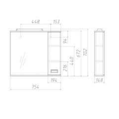 Шкаф-зеркало Cube 75 Эл. Правый Домино (DC5009HZ) в Набережных Челнах - naberezhnye-chelny.mebel24.online | фото 3