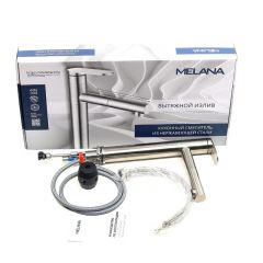 Смеситель д/кухни MELANA-F610303 Stello нерж.сталь, однорычажный, сатин, вытяжной излив в Набережных Челнах - naberezhnye-chelny.mebel24.online | фото 2