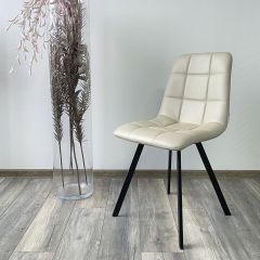 Стул CHILLI SQUARE HK017-02 серо-бежевый, PU/ черный каркас М-City в Набережных Челнах - naberezhnye-chelny.mebel24.online | фото 2