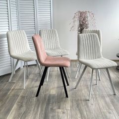 Стул ELVIS WZ2042-01 молочный фактурный велюр / белый каркас М-City в Набережных Челнах - naberezhnye-chelny.mebel24.online | фото 2