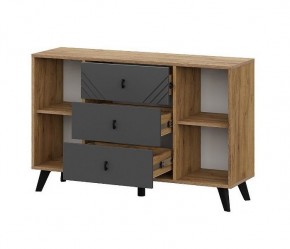 БАЙКАЛ Комод 3 ящика двухстворчатый (Графит/Дуб золотой) в Набережных Челнах - naberezhnye-chelny.mebel24.online | фото 2