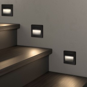 DK3050-BK Светильник встраиваемый в стену, IP 20, LED 3000, 1 Вт, черный пластик в Набережных Челнах - naberezhnye-chelny.mebel24.online | фото 3