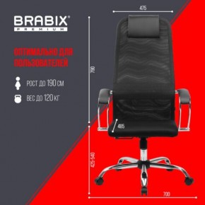 Кресло BRABIX PREMIUM "Ultimate EX-800" хром, плотная двойная сетка Х2, черное, 532911 в Набережных Челнах - naberezhnye-chelny.mebel24.online | фото 6