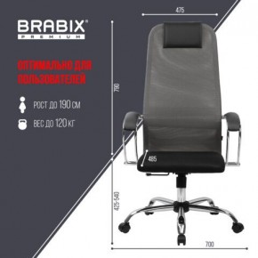 Кресло офисное BRABIX PREMIUM "Ultimate EX-800" хром, плотная двойная сетка Х2, черное/серое, 532912 в Набережных Челнах - naberezhnye-chelny.mebel24.online | фото 3