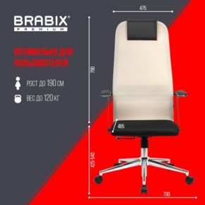 Кресло офисное BRABIX PREMIUM "Ultimate EX-801" хром, плотная двойная сетка Х2, черное/бежевое, 532919 в Набережных Челнах - naberezhnye-chelny.mebel24.online | фото 6