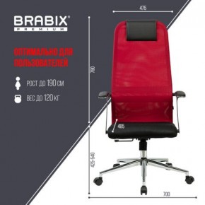 Кресло офисное BRABIX PREMIUM "Ultimate EX-801" хром, плотная двойная сетка Х2, черное/красное, 532921 в Набережных Челнах - naberezhnye-chelny.mebel24.online | фото 5