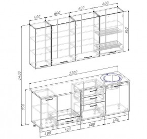 Кухонный гарнитур Пайн 2200 (Стол. 26мм) в Набережных Челнах - naberezhnye-chelny.mebel24.online | фото 2