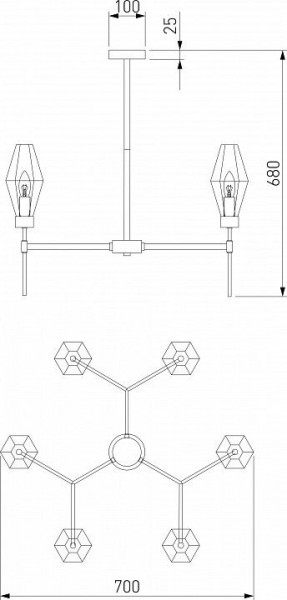 Люстра на штанге Eurosvet Prism 60143/6 хром в Набережных Челнах - naberezhnye-chelny.mebel24.online | фото 2