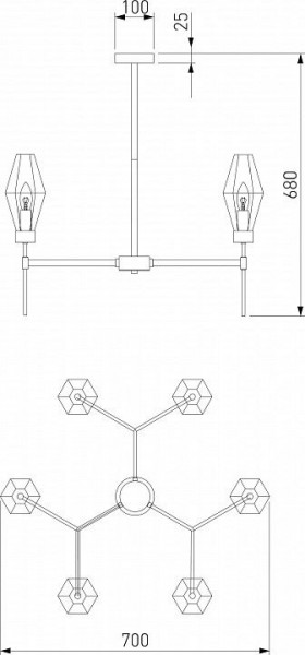 Люстра на штанге Eurosvet Prism 60143/6 латунь в Набережных Челнах - naberezhnye-chelny.mebel24.online | фото 4