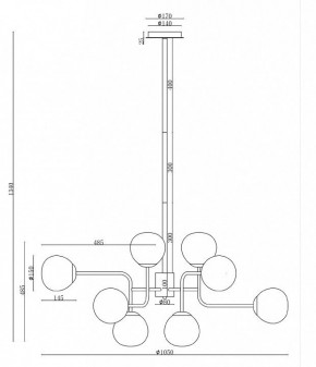Люстра на штанге Maytoni Erich MOD221-PL-12-G в Набережных Челнах - naberezhnye-chelny.mebel24.online | фото 3