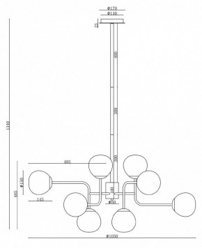 Люстра на штанге Maytoni Erich MOD221-PL-12-N в Набережных Челнах - naberezhnye-chelny.mebel24.online | фото 3