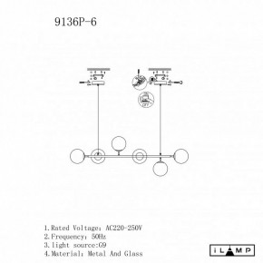 Подвесная люстра iLamp Golden 9136P/6 BK-WH в Набережных Челнах - naberezhnye-chelny.mebel24.online | фото 3