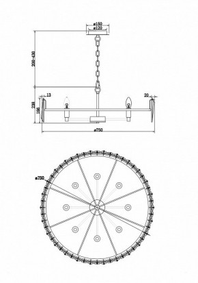 Подвесной светильник Maytoni Puntes MOD043PL-08CH в Набережных Челнах - naberezhnye-chelny.mebel24.online | фото 4