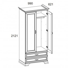 Шкаф 2DG2S, TIFFANY, цвет вудлайн кремовый в Набережных Челнах - naberezhnye-chelny.mebel24.online | фото 3