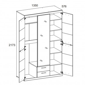 Шкаф 3D2S Z OSKAR , цвет дуб Санремо в Набережных Челнах - naberezhnye-chelny.mebel24.online | фото 3