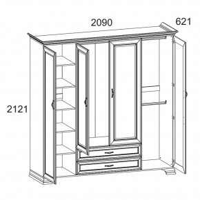 Шкаф 4D2S Z, TIFFANY, цвет вудлайн кремовый в Набережных Челнах - naberezhnye-chelny.mebel24.online | фото 1