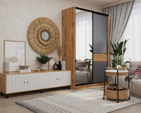 Шкаф-купе SLIM 2-х дверный BS15-6.ZD с зеркалом (дуб вотан/белый/темно-серый/черный муар) в Набережных Челнах - naberezhnye-chelny.mebel24.online | фото 3