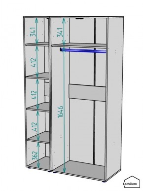 Шкаф Linnea MHR-3-1 2050х1200х510 (Графит-М 11.1.25) в Набережных Челнах - naberezhnye-chelny.mebel24.online | фото 3