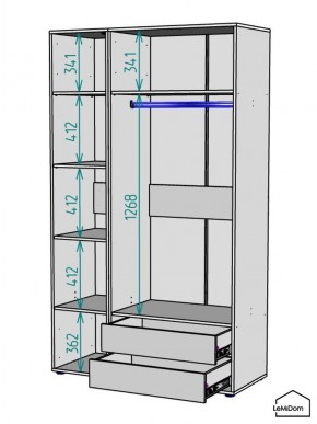 Шкаф Linnea MHR-3PO-2 2050х1200х510 (Белый-М 11.1.2) в Набережных Челнах - naberezhnye-chelny.mebel24.online | фото 3