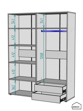 Шкаф Linnea MHR-4-2 2050х1600х510 (Белый-М 11.1.2) в Набережных Челнах - naberezhnye-chelny.mebel24.online | фото 3
