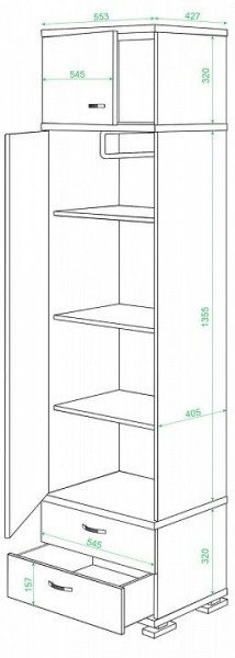 Шкаф платяной Домино КС-10 в Набережных Челнах - naberezhnye-chelny.mebel24.online | фото 2