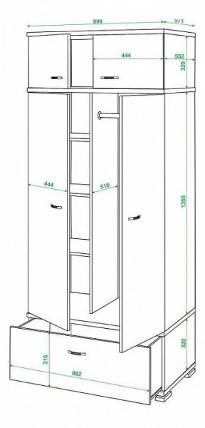 Шкаф платяной Домино КС-20 в Набережных Челнах - naberezhnye-chelny.mebel24.online | фото 3