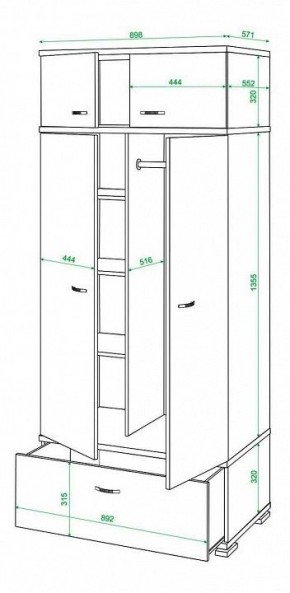 Шкаф платяной Домино КС-20 в Набережных Челнах - naberezhnye-chelny.mebel24.online | фото 3
