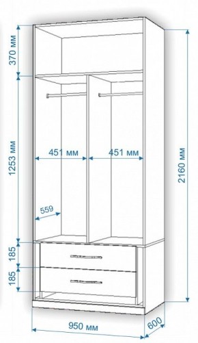 Шкаф платяной Нобиле Пл-95/60 в Набережных Челнах - naberezhnye-chelny.mebel24.online | фото 2