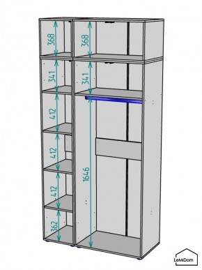 Шкаф с антресолью Linnea MHR-3A-1 2450х1200х510 (Графит-М 11.1.25) в Набережных Челнах - naberezhnye-chelny.mebel24.online | фото 3