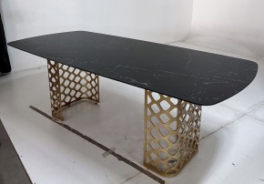 Стол CHIAVARI 220 KL-116 Черный мрамор матовый, итальянская керамика / бронзовый, ®DISAUR в Набережных Челнах - naberezhnye-chelny.mebel24.online | фото 4