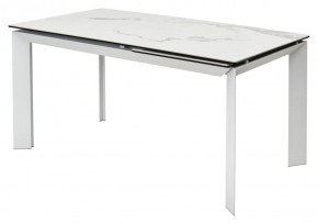 Стол CREMONA 140 HIGH GLOSS STATUARIO Белый мрамор глянцевый, керамика/ белый каркас, ®DISAUR в Набережных Челнах - naberezhnye-chelny.mebel24.online | фото 1