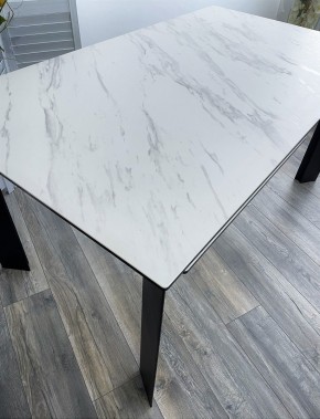 Стол CREMONA 140 KL-99 Белый мрамор матовый, итальянская керамика / черный каркас, ®DISAUR в Набережных Челнах - naberezhnye-chelny.mebel24.online | фото 3