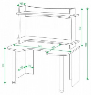 Стол компьютерный Домино lite СКЛ-Игр140 в Набережных Челнах - naberezhnye-chelny.mebel24.online | фото 2