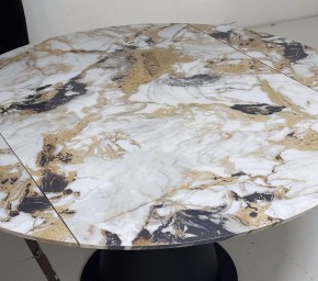 Стол TERAMO 135 GLOSS GRAND JADE SOLID CERAMIC, керамика, поворотн.механизм / Черный каркас, ®DISAUR в Набережных Челнах - naberezhnye-chelny.mebel24.online | фото 4