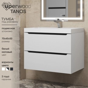 Тумба под раковину Uperwood Tanos 70 см, подвесная, белая/графит в Набережных Челнах - naberezhnye-chelny.mebel24.online | фото 3
