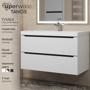 Тумба под раковину Uperwood Tanos 90 см, подвесная, белая/графит в Набережных Челнах - naberezhnye-chelny.mebel24.online | фото 3